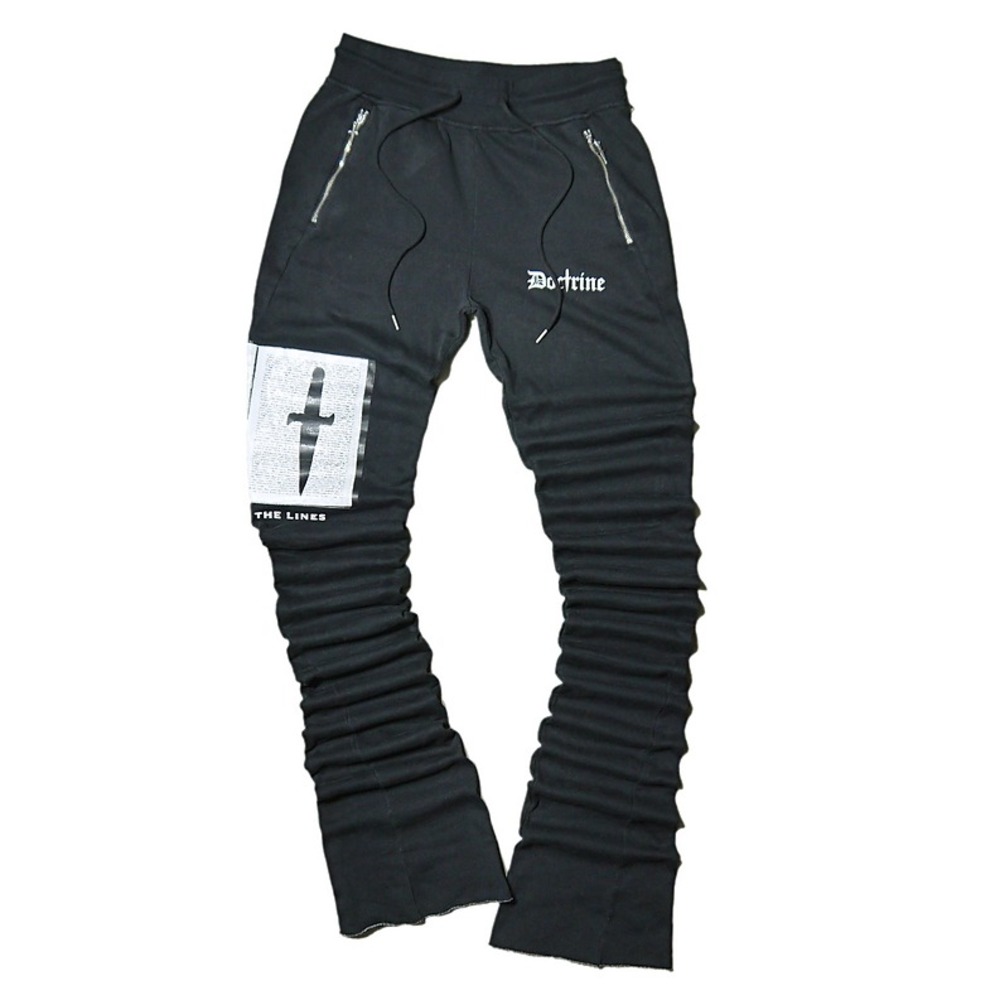 Doctrine Dagger Super Stacked Black Joggers Size XL Sweatpants Streetwear